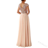 NAMCOVERSE Summer New Foreign Trade Dress Wish  New V-neck Sequins Chiffon Stitching Evening Long Dress