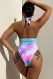 namcoverse Tie Dye Pretty Halter Collar One Piece Swimwear