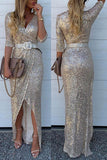 namcoverse Sequined V Neck Glamorous Maxi Dress