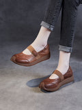 namcoverse Women Summer Retro Solid Leather Platform Shoes SC1025