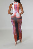 namcoverse Artistic Body Print Striking Bodycon Midi Dress