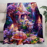 1pc Dream Castle Blanket - Ultra-Soft, Warm, and Vibrant Fairy Forest Print Throw Blanket for Couch, Sofa, Office, Bed, Camping, and Travel - Multi-Purpose, Cozy, and Thoughtful Gift Idea