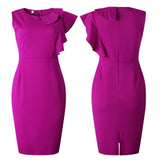 2025 D025 2025 women's clothing popular summer new  lotus leaf sleeves solid color hip wrap tight OL New dress