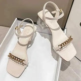 Sandals Beige High Heel Fashion Womens Shoes  Large Medium Black Luxury Summer New Stud Girls Comfortable Low Roman H240328540Y