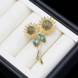2025 Korean version of high-end corsage colored zircon flower simple personalized coat suit accessories pin sunflower brooch women