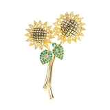 2025 Korean version of high-end corsage colored zircon flower simple personalized coat suit accessories pin sunflower brooch women