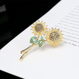 2025 Korean version of high-end corsage colored zircon flower simple personalized coat suit accessories pin sunflower brooch women