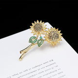 2025 Korean version of high-end corsage colored zircon flower simple personalized coat suit accessories pin sunflower brooch women