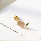 2025 Japan and South Korea summer temperament light luxury small brooch pink zircon anti-light brooch skirt collar buckle rose spike needle