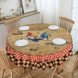 1pc Farmhouse Rustic Rooster Hens Buffalo Plaid Tablecloth - Stain Resistant, Waterproof, Edge Embossing Craft, No Pleated - Perfect for Holiday Decor, Dining Room, Kitchen, and Outdoor Events