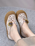 namcoverse Women Summer Leather Cutout Flower Flat Shoes SC1060