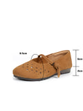 namcoverse Women Vintage Soft Leather Cutout Solid Shoes XX1053