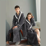 Ultra-Soft Flannel Bathrobe for Men & Women - Cozy, Long, Geometric Pattern with Pockets - Perfect for Home or Hotel Use