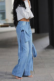 namcoverse Washed Gradient Pretty Bowknot Decor Jeans