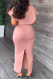 namcoverse Solid Color Feminine High Split Midi Dress