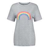 NAMCOVERSE  explosion wish rainbow printing T-shirt women's 2025 summer new round neck short-sleeved loose versatile top