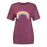 NAMCOVERSE  explosion wish rainbow printing T-shirt women's 2025 summer new round neck short-sleeved loose versatile top