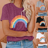 NAMCOVERSE  explosion wish rainbow printing T-shirt women's 2025 summer new round neck short-sleeved loose versatile top
