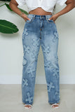 namcoverse Cross Applique Stylish Gradient Jeans