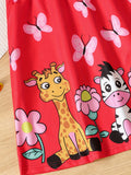 Girls Adorable Cartoon Animal Print Sundress - Super Comfortable & Lightweight, Perfect for Summer Holidays - Playful Tent Dress for Little Fashionistas