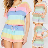 NAMCOVERSE   popular casual two-piece set, belly cover beach swimsuit Popular trade new striped home pajama set