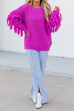 namcoverse Solid Color Rocking Tassel Sweater