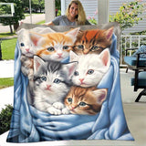 1pc Adorable Feline Thin Blanket - Ultra-Soft, Lightweight, and Warm Flannel Throw for Cozying Up on Sofa, Bed, Travel, Camping, Living Room, Office, Couch, Chair, and Bed - Vibrant Digital Printing Fleece Blanket with Plush Fabric for Ultimate Comfort