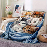 1pc Adorable Feline Thin Blanket - Ultra-Soft, Lightweight, and Warm Flannel Throw for Cozying Up on Sofa, Bed, Travel, Camping, Living Room, Office, Couch, Chair, and Bed - Vibrant Digital Printing Fleece Blanket with Plush Fabric for Ultimate Comfort