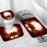 1/2/3pcs Christmas Bell Red Anti-Slip Bathroom Mat Set - Soft Polyester Nonwoven Bath Rugs With Absorbent Flannel Backing For Holiday Décor