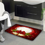 1/2/3pcs Christmas Bell Red Anti-Slip Bathroom Mat Set - Soft Polyester Nonwoven Bath Rugs With Absorbent Flannel Backing For Holiday Décor