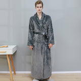 Super Soft Flannel Long Bathrobe for Couples - Contemporary Space-Themed Cozy Loungewear, Knit Fabric Polyester, Warm Plush Bath Pajama Robe, 300gsm