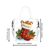 New Casual Christmas Shoulder Bag: Sock and Mistletoe Printed Canvas Crossbody Handbag for Office and Commuter Use