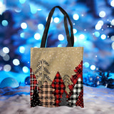 1pc Christmas Tree Canvas Tote Bag, Men's Fashion Shoulder Bag, Polyester, Random Print, 9.84inch Strap, Machine Washable, No Iron, Casual Style, Ideal for Shopping, Gifts