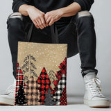 1pc Christmas Tree Canvas Tote Bag, Men's Fashion Shoulder Bag, Polyester, Random Print, 9.84inch Strap, Machine Washable, No Iron, Casual Style, Ideal for Shopping, Gifts