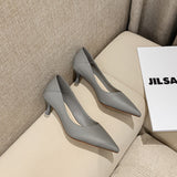 2025 238-1 single shoes women's 2025 new light mouth thin heel medium heel single shoes women's black work shoes small short heel women's shoes