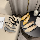 2025 238-1 single shoes women's 2025 new light mouth thin heel medium heel single shoes women's black work shoes small short heel women's shoes