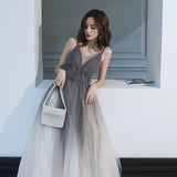 Evening dress 2025 spring new gray gradual change suspender annual meeting birthday party super fairy banquet dress dress girl