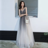Evening dress 2025 spring new gray gradual change suspender annual meeting birthday party super fairy banquet dress dress girl