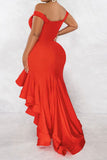 namcoverse Solid Color Rocking High Low Ruffle Maxi Dress