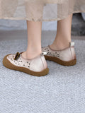 namcoverse Women Summer Leather Cutout Flower Flat Shoes SC1060