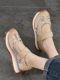 namcoverse Women Summer Leather Spliced Mesh Sequin Platform Shoes XX1022