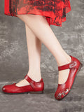 namcoverse Women Summer Ethnic Flower Spliced Leather Shoes XX1052