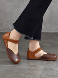 namcoverse Women Summer Leather Colorblock Flat Shoes QW1039