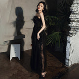 Black dress small evening dress 2025 new banquet temperament Hepburn style celebrity birthday can usually wear dresses