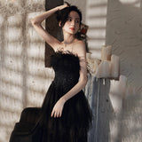 Black dress small evening dress 2025 new banquet temperament Hepburn style celebrity birthday can usually wear dresses