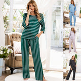 NAMCOVERSE  new autumn and winter 2025 Popular trade explosion loose printing seven-quarter sleeve trousers striped large size casual suit
