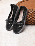 namcoverse Women Casual Summer Solid Cutout Leather Flat Shoes KL1043