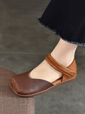 namcoverse Women Summer Leather Colorblock Flat Shoes QW1039