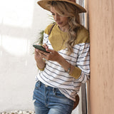 NAMCOVERSE New  ebay popular knitted sweater 2025 striped splicing long-sleeved versatile sweater large size plush women's clothing