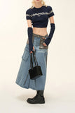 namcoverse Hit Color Stylish Multi Pocket Zipper Denim Skirt